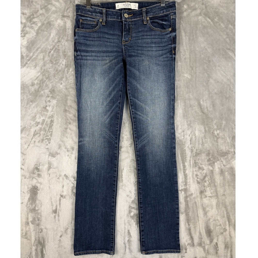 Abercrombie Fitch The A F Straight Jeans Dark Wash Women Size‎ 4R W27 L33